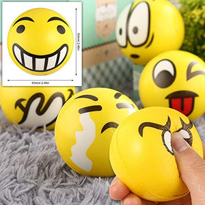 24 palline antistress con faccina emoji. per alleviare lo stress, allenare... - Ilgrandebazar