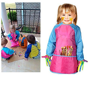 Amaza 2Pcs Grembiule da Pittura Scuola Grembiulino Maniche giallo & rosa - Ilgrandebazar