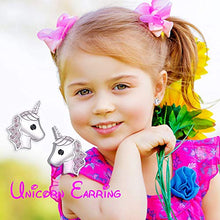 Carica l&#39;immagine nel visualizzatore di Gallery, Orecchini unicorno per ragazze, Rosa Argento 925 a bottone...
