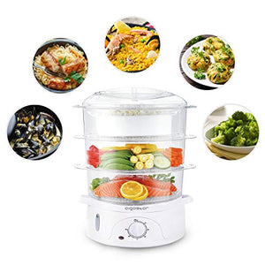 Aigostar Fitfoodie 30CFO - Vaporiera con Timer, 3 cestini, 800W, BPA Free e... - Ilgrandebazar