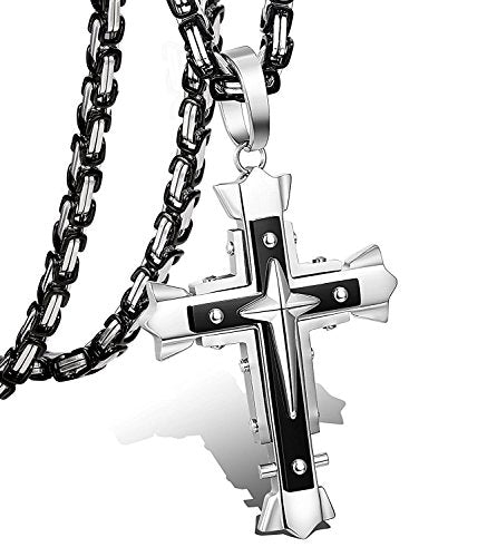 BESTEEL Gioielli in Acciaio Inossidabile 5MM Ciondolo Croce Collana per Uomo... - Ilgrandebazar