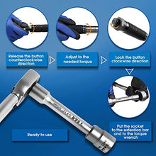Carica l&#39;immagine nel visualizzatore di Gallery, S&amp;R Chiave Dinamometrica 1/2 &#39; 47.5 cm (28-210 Nm) Professionale Auto Moto con Prolunga 12.5 cm + 3 Bussole (17, 19, 21 mm). Chiave Professionale a Cricchetto Reversibile