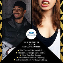 Carica l&#39;immagine nel visualizzatore di Gallery, Grillz placcato in oro 24K per bocca set denti Hip Hop superiore inferiore +... - Ilgrandebazar