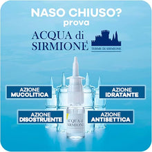 Carica l&#39;immagine nel visualizzatore di Gallery, Acqua di Sirmione, Ideale per naso chiuso bipack da 12 Flaconcini da 15 ml. Può Essere Utilizzata Con Spray Nasale o In Aerosolterapia. Prodotto 100% Naturale, Adatto Per Adulti e Bambini