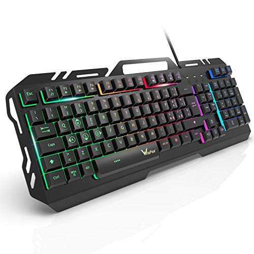 Tastiera da Gioco, WisFox Cablata USB Retroilluminata a Colori...