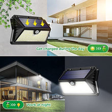 Carica l&#39;immagine nel visualizzatore di Gallery, Faro LED Esterno con Pannello Solare, Luce Solare LED Esterno con Sensore di Movimento, 185 LED/3 Modos Lampada Solare da Esterno, 2200mAh IP65 Impermeabile LED Lampione per Giardino, Parete[4 Pezzi]