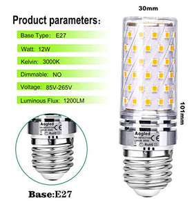 Lampadina Led E27 12W Aogled,Equivalente a 100W Bianco Caldo 3000k 4pcs