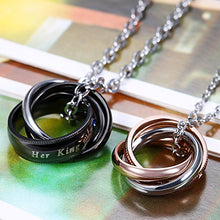 Carica l&#39;immagine nel visualizzatore di Gallery, Flongo Coppia collana amante Lui &amp; Lei,&quot;His Queen y Her King&quot;, Acciaio - Ilgrandebazar