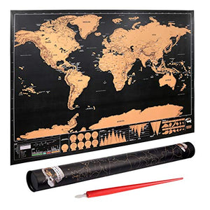 CAMWAY Mappa del Mondo da Grattare,Scratch Map World Extra Large 82X59...