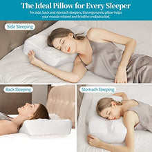 Carica l'immagine nel visualizzatore di Gallery, HOMCA Cuscino Cervicale Ergonomico Cuscino Ortopedico Memory Foam Sostenere Testa, Collo, Spalle, Federa Lavabile, 61 x 41 x 11/9cm
