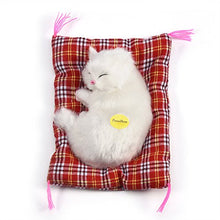 Carica l&#39;immagine nel visualizzatore di Gallery, Zerodis Simulazione Sleeping Cat Toy con Soft Mat Bed durevole Vocalize White - Ilgrandebazar