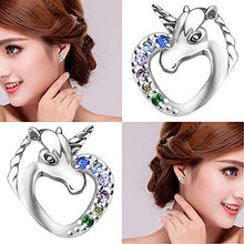 Carica l&#39;immagine nel visualizzatore di Gallery, Orecchini unicorno con zirconi cubici S925 argento sterling ipoallergenico...