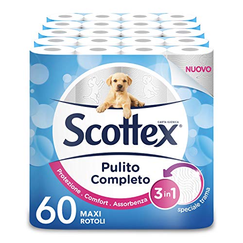 Scottex Pulito Completo Carta Igienica, Confezione da 60 Rotoli Maxi - Ilgrandebazar