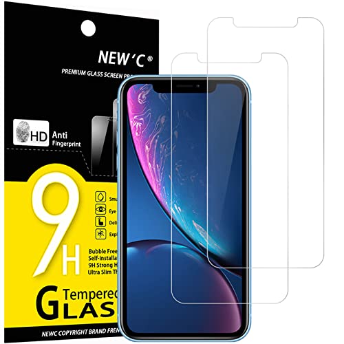 NEW'C 2 Pezzi, Vetro Temperato per iPhone 11 e iPhone XR (6,1 Pollici), Pellicola Prottetiva Anti Graffio, Anti-Impronte, Senza Bolle, Durezza 9H, 0,33mm Ultra Trasparente, Ultra Resistente