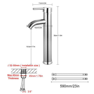 GAVAER Rubinetto Bagno Lavabo, per Miscelatore Lavabo Alto e Grigio Argento