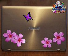 Carica l&#39;immagine nel visualizzatore di Gallery, Fiore frangipani plumeria rosa doppio + farfalla grande adesivi auto... - Ilgrandebazar