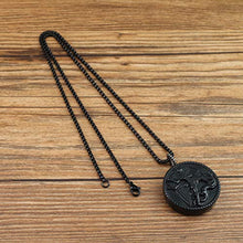 Carica l&#39;immagine nel visualizzatore di Gallery, COAI Pendente in Ossidiana Nera con San Michele Intarsiato, Acciaio Inox