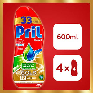 Pril Gold Gel lavastoviglie Sciogli Grasso, Detersivo 4 x 600 ml - Ilgrandebazar
