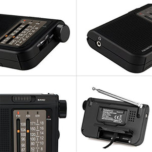 Retekess V117 - Radio portatile FM/AM/SW con manopola di regolazione, nero