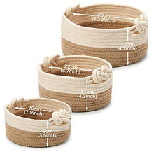 Carica l&#39;immagine nel visualizzatore di Gallery, EZOWare Set di 3 Cesto Contenitore in Maglia Organizer, Marrone E Beige