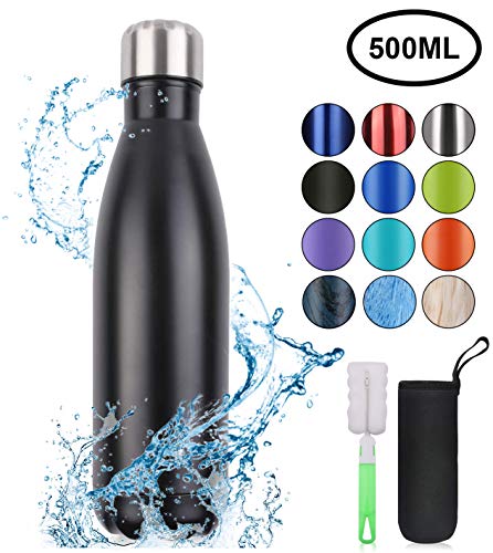 flintronic Portatile Borraccia in Acciaio Inox, Termica Bottiglia #1 Nero