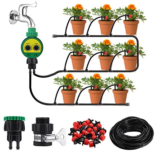king do way 25M Kit per Irrigazione a Goccia con Timer Regolabile, Sistema...