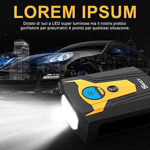 SKEY Compressore Aria Portatile Auto, 12V 150 PSI Mini Pompa Elettrica nero