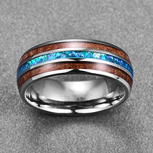 Carica l&#39;immagine nel visualizzatore di Gallery, NUNCAD Anello Uomo/Donna con Shell + Legno/Opale Tungsteno Legno + Blu Opale - Ilgrandebazar