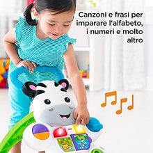 Carica l&#39;immagine nel visualizzatore di Gallery, Fisher-Price - Zebra Primi Passi Spingibile, Giocattolo Elettronico Educativo con Musica e Suoni, per Camminare, per Bambini di 6+ Mesi, HBB66, Imballaggio Sostenibile