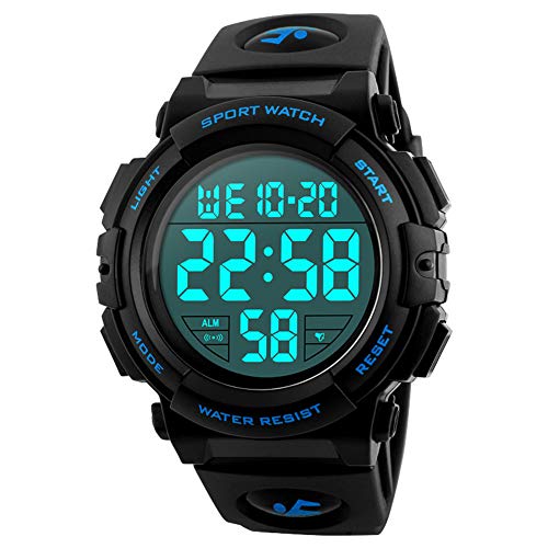 Orologio digitale sportivo da uomo, per corsa all’aperto, impermeabile Blu - Ilgrandebazar