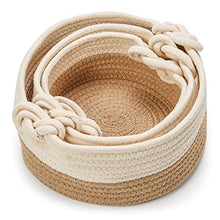 Carica l&#39;immagine nel visualizzatore di Gallery, EZOWare Set di 3 Cesto Contenitore in Maglia Organizer, Marrone E Beige