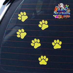 Stampe della zampa giallo cani gatti animali piccoli pacchi Adesivi per auto...