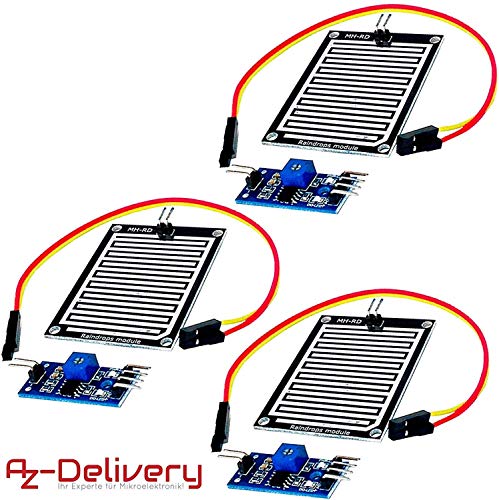 AZDelivery 3 x Moduli Sensore Pioggia Acqua Piovana per Arduino con eBook - Ilgrandebazar