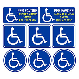 GamesMonkey® - Adesivi Disabili Invalidi Kit - 8 Pezzi - 10x10 cm e 15x7 cm - Per Uso Esterno e Interno - Auto Van Truck Camion Camper (Kit 8 pezzi)