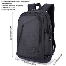 Carica l&#39;immagine nel visualizzatore di Gallery, WAWJ Unisex Multiuso Antifurto Zaino con Porta USB, per PC Nero