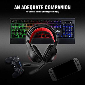 LYCANDER Cuffie da gioco con microfono e luce LED, ingresso 3,5 mm, per PC,...