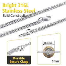 Carica l&#39;immagine nel visualizzatore di Gallery, PROSTEEL Collana Uomo Donna Catena Grano Ricambio per Argento(3 Mm) - Ilgrandebazar