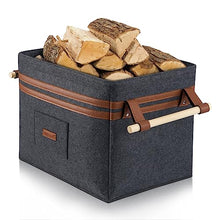 Carica l&#39;immagine nel visualizzatore di Gallery, YIHATA Cesto Portalegna in Feltro per Legna da Ardere, Borsa Portalegna, Cesta Pieghevole con Manici Rinforzati | Ideale per Interni, Camino | Stabile con Telaio Metallico Integrato | Grigio Scuro