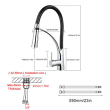 Carica l&#39;immagine nel visualizzatore di Gallery, GAVAER Rubinetto per Cucina con Doccetta Estraibile, Silicone Nero E-6001