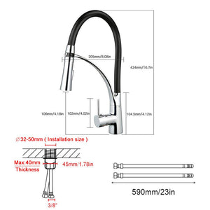 GAVAER Rubinetto per Cucina con Doccetta Estraibile, Silicone Nero E-6001