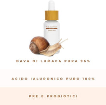 Carica l&#39;immagine nel visualizzatore di Gallery, Siero Acido Ialuronico Puro e Bava di Lumaca Antirughe per Donna e Uomo Idratante Rigenerante con Collagene Contro Acne Cicatrici Macchie Pelle Made in Italy Neauthy 30ml