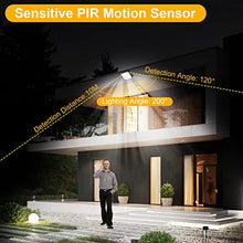 Carica l&#39;immagine nel visualizzatore di Gallery, RISEMART Lampada solare per esterni, 118 LED Luce Solare Led Esterno con Sensore di Movimento Luci Solari da Esterno con Telecomando, 3Modes, IP65 Impermeabile, cavo da 5m Giardino Garage [1 Pezzi ]