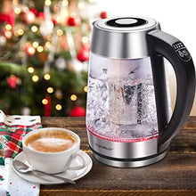Carica l'immagine nel visualizzatore di Gallery, Aigostar Cris – Bollitore elettrico in vetro borosilicato, 2200W, 1,7 litri. Controllo della temperatura variabile, funzione di mantenimento caldo. Incluso un filtro staccabile, illuminazione a LED.