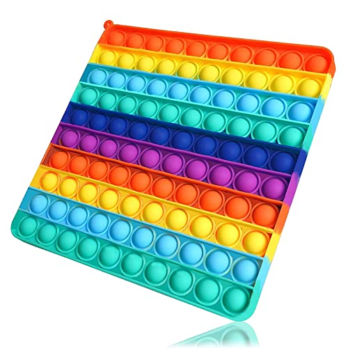 Pop it 10x10 con Il Numero,l’arcobaleno popit Gioco,poppit Giocattoli per ridurre lo stress dei bambini e degli adulti,Grande Quadrato Fidget Toys,Gigante da 100 pupit,da Fidget Toys Set (100 pupit)