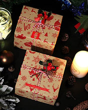 Carica l'immagine nel visualizzatore di Gallery, FullJoyHut Carta da Regalo Natalizio Set,tra cui 10 Carta da Regalo Natalizia,10 Etichette Regalo Natalizie Carta Kraft,4 Rotolo Corde di Luta e Cotone e Metallico per Confezione regalo di Natale