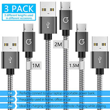 Carica l'immagine nel visualizzatore di Gallery, Gritin Cavo Micro USB, [3 Pezzi:1m,1.5m,2m] Nylon Intrecciato USB Grigio