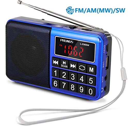 PRUNUS L-238SW Radio Portatile SW FM AM(MW) SD USB MP3 con Azzurro/Blu