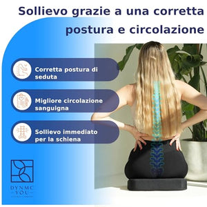 Cuscino Cuneo - Cuscino per Sedile Auto – Cuscino per Sedia Ufficio – Cuscino Auto sedile e Ufficio Antiscivolo - Auto Cuscini Perfetto per Sedie da Ufficio o per l'Auto (Nero/33.5 x 37 x 2-7.2 cm)