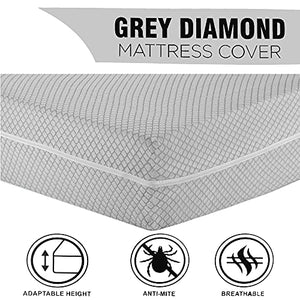 Coprimaterasso in 100% policotone, copertura totale con cerniera, per letto singolo, matrimoniale, king e super king, con cerniera, anti insetti, facile da pulire (MATRIMONIALE, GRIGIO CHIARO)