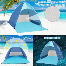 Carica l'immagine nel visualizzatore di Gallery, Fenvella Tenda da Spiaggia, Mare Pop Up Portatile con Protezione blu